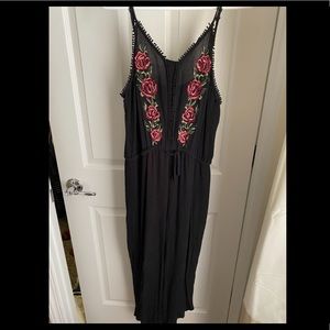 Black rose embroidered American Rag jumpsuit